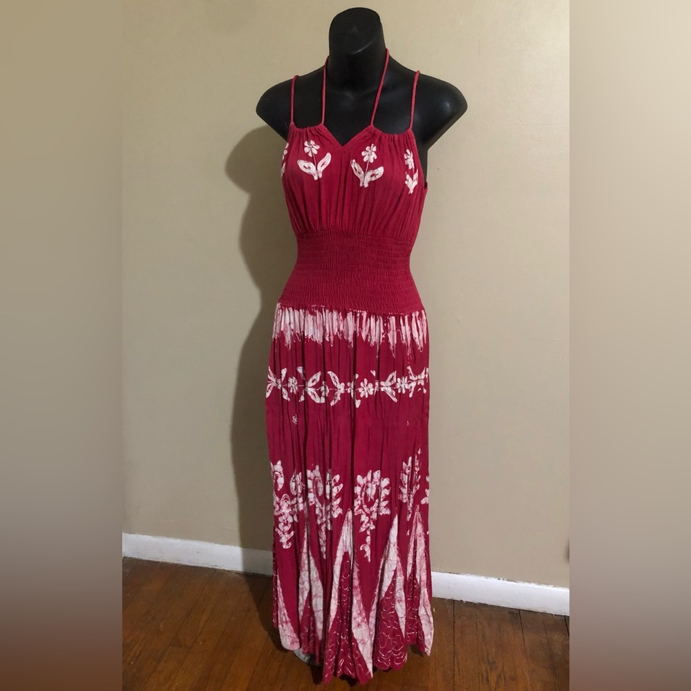 Fashion Terminal Hot Pink Embroidered Floral A-Line Dress (Free Size)